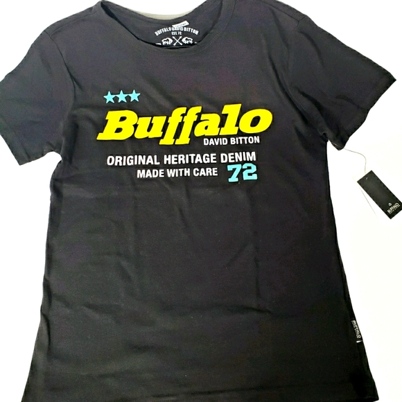Buffalo David Button Boys Black T-Shirt XL 18/20 - Picture 1 of 4